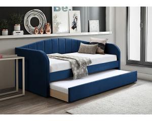 Velvet Upholstered Fabric Finish Day Bed in Blue